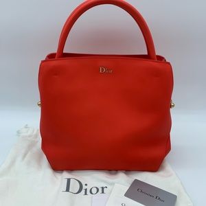 Authentic Christian Dior calfskin medium bar tote